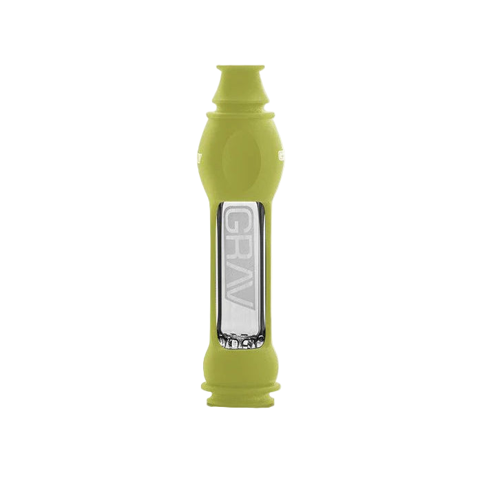 Green dog toy with 'Grav' branding on a white background