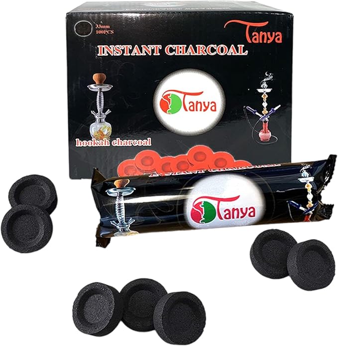 Tanya Instant Light Charcoal Round 40 mm – Quick-Light Hookah Coals (100 pcs)