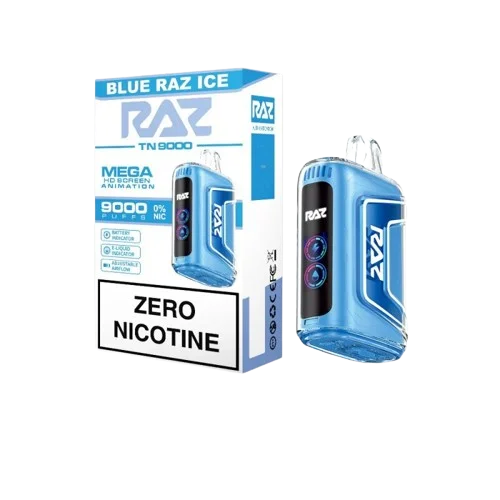 RAZ TN9000 Zero Nicotine Disposable – 9,000 Puffs, 0%, HD Screen, USB-C