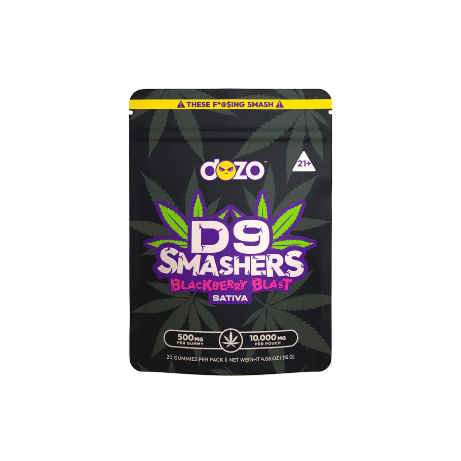 Dozo D9 Smashers Gummy 20ct 10000mg Blackberry Blast Sativa