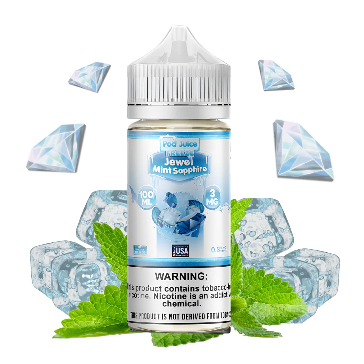 Pod Juice Jewel Mint Sapphire Freeze 100mL Freebase