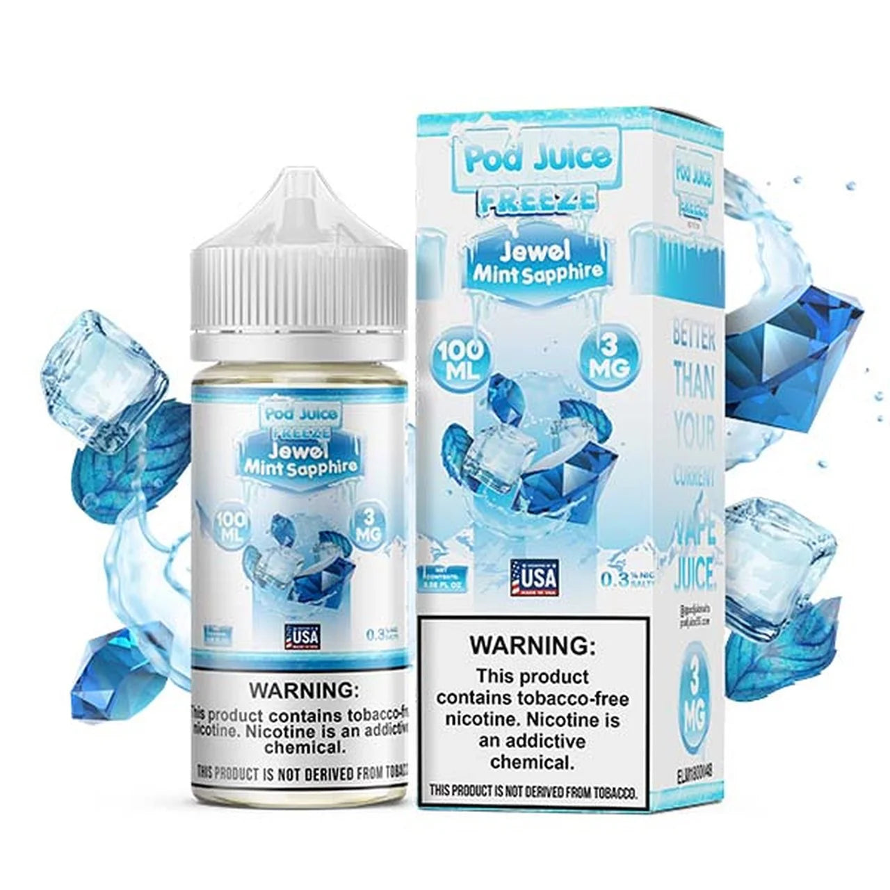 Pod Juice Jewel Mint Sapphire 100mL Freebase E-Juice