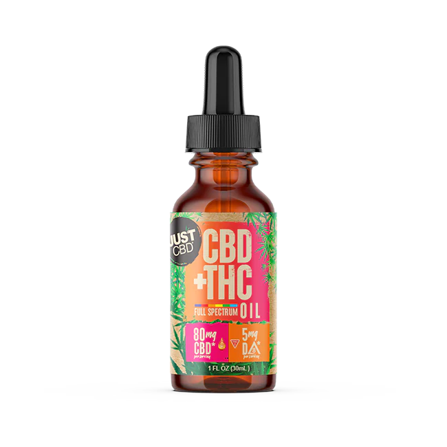 Just CBD CBD + THC Oil Full Spectrum 80mg CBD 5mg Delta-9 THC 30ml