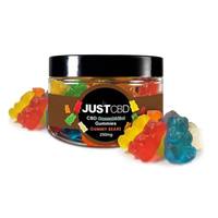 Jar of JustCBD gummy bears on a white background