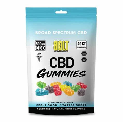 Bolt Broad Spectrum CBD Gummies – 500 mg (40 ct Bag, 12.5 mg Each)