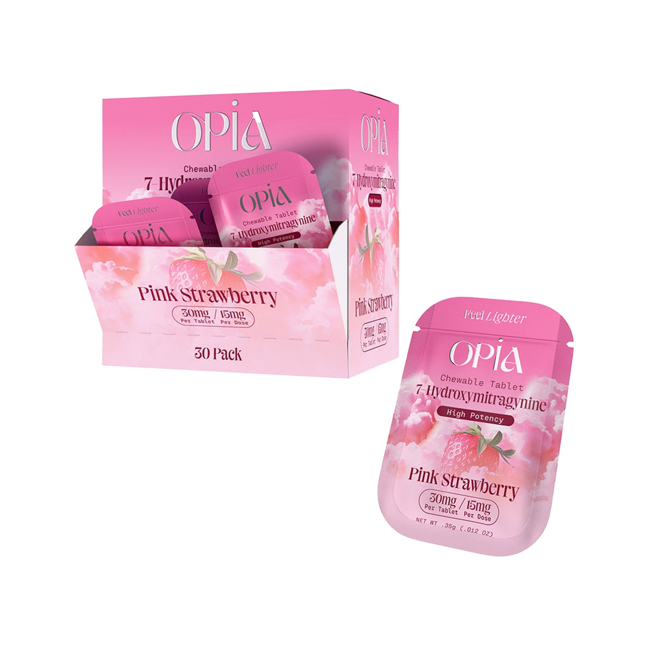 Opia 7-Hydroxymitragynine High Potency 30mg Chewable Tablets – 30ct Display