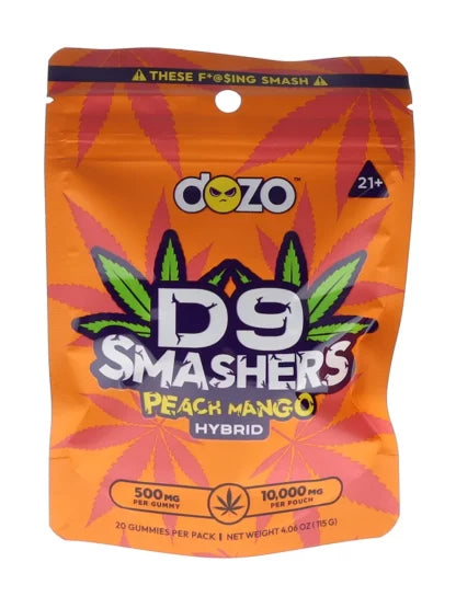 DOZO D9 Smashers Gummies – Peach Mango (20 count, 10,000 mg total)
