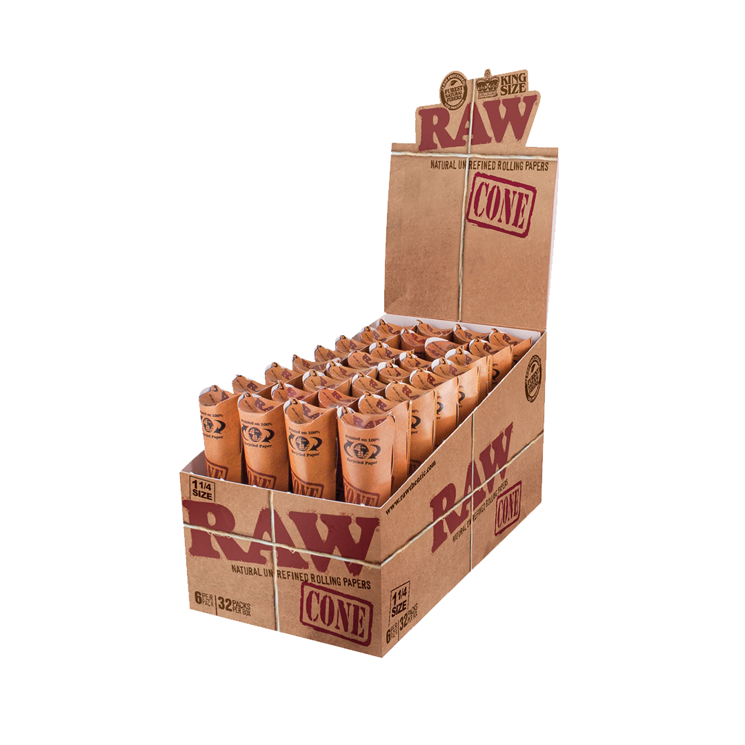 RAW Cone 1 ¼ Classic 6 Cones – 32 Count Box | Pre-Rolled Cones