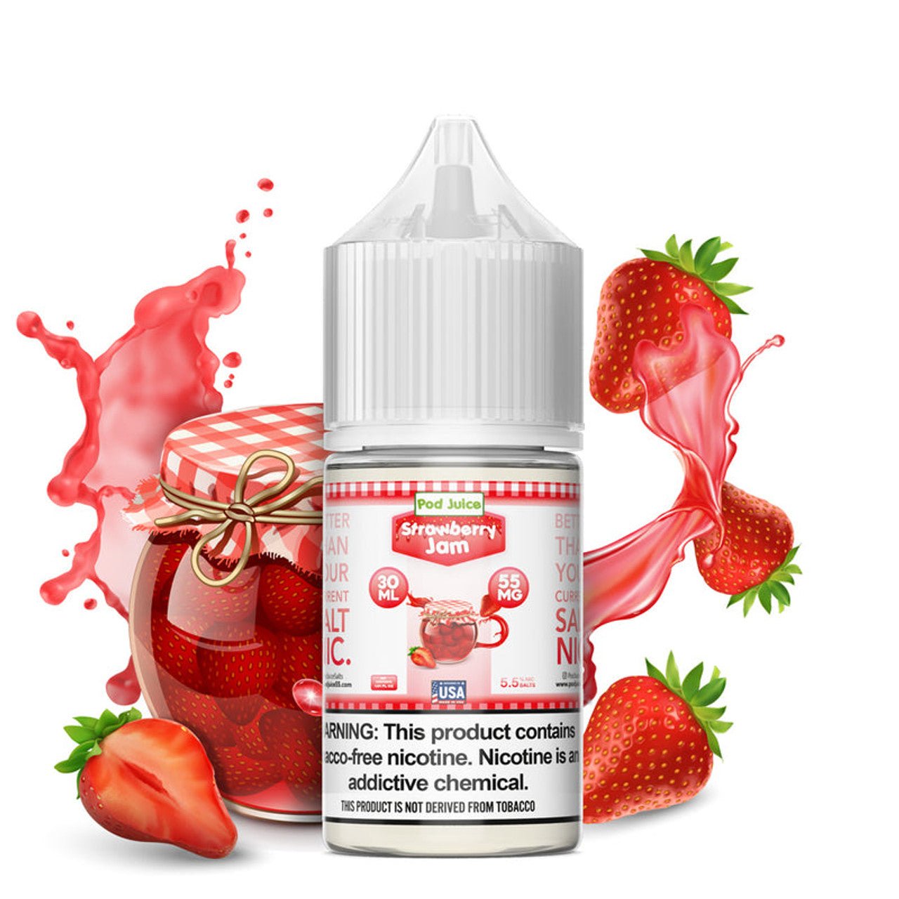 Pod Juice Salt Nic  Strawberry Jam 30 mL (35 mg / 55 mg)