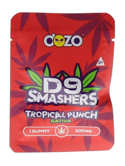 DOZO D9 Smashers Gummies – Tropical Punch (500 mg per gummy, single-sachet format)