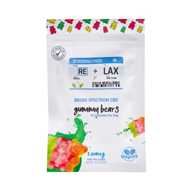 RE-LAX Broad Spectrum CBD Gummies – Vegan Gummy Bears (200 mg per Bag)