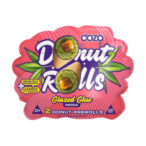DOZO Donut Rolls – Glazed Glue (Indica, 2 Pre-Rolls, 4.20g Total)