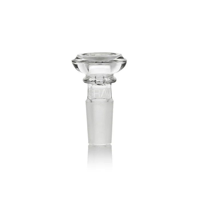 Clear glass smoking accessory on a white background