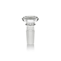 Clear glass smoking accessory on a white background