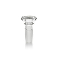 Clear glass smoking accessory on a white background