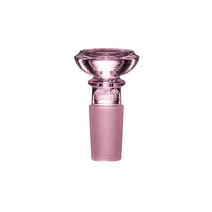 Pink glass smoking accessory on a white background