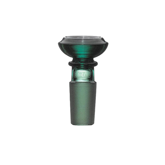 Green glass object with 'RAF' branding on a white background