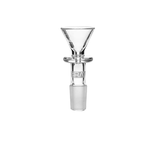 Clear glass smoking accessory on a white background