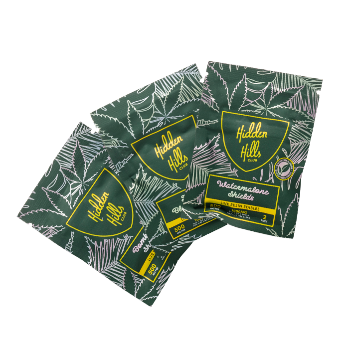Hidden Hills Live Resin Edibles Gummies – 1000 mg (2-pack) “White Gummy Shields