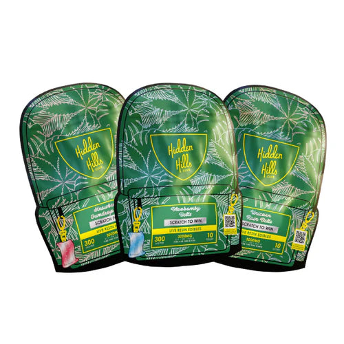 Hidden Hills Live Resin D9+D11+Thcp 3000MG Gummy Belts 10ct Strawberry
