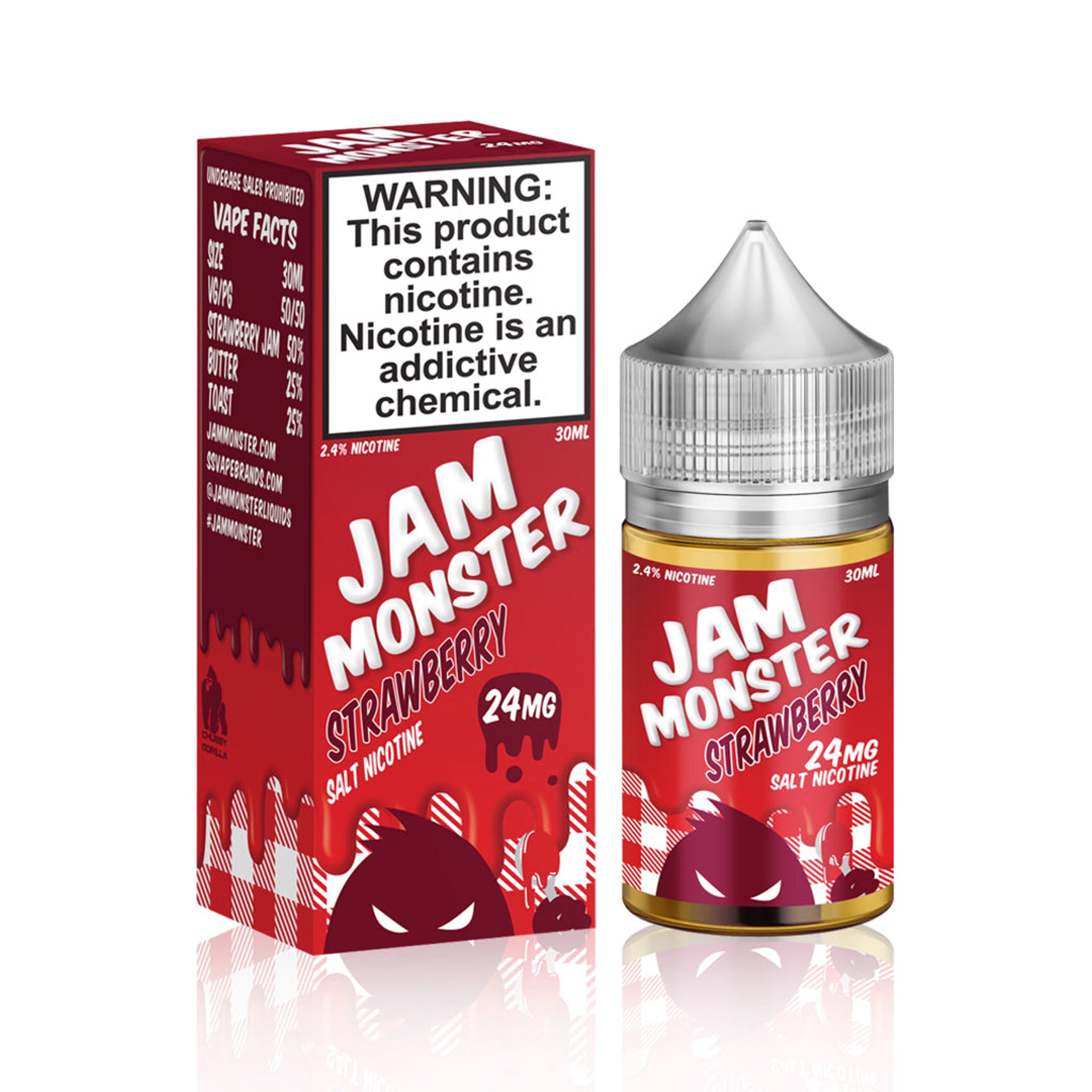 Jam Monster Strawberry Salt Nic 24mg | Fruity Vape Juice