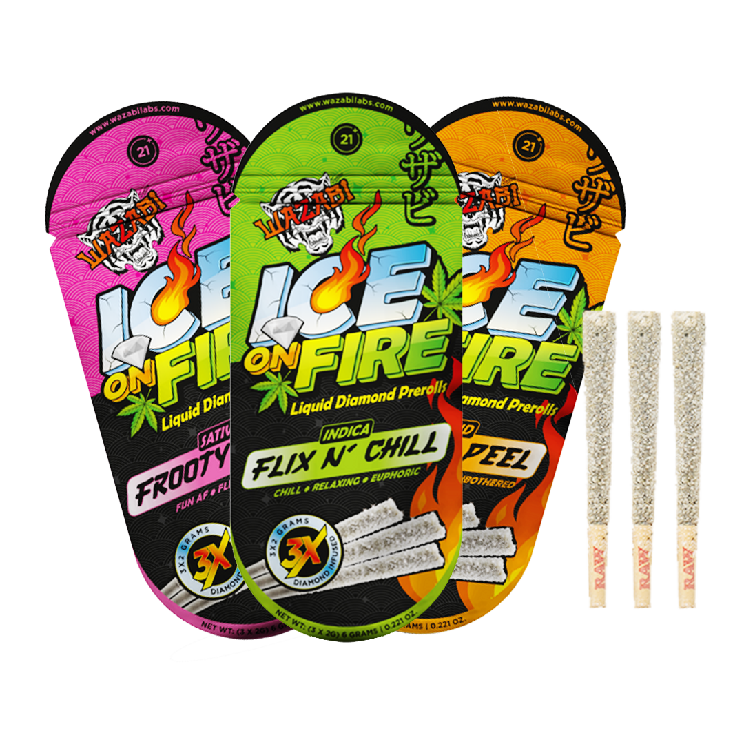 Wazabi Exotics Ice on Fire Liquid Diamonds 3 Pre-Rolls