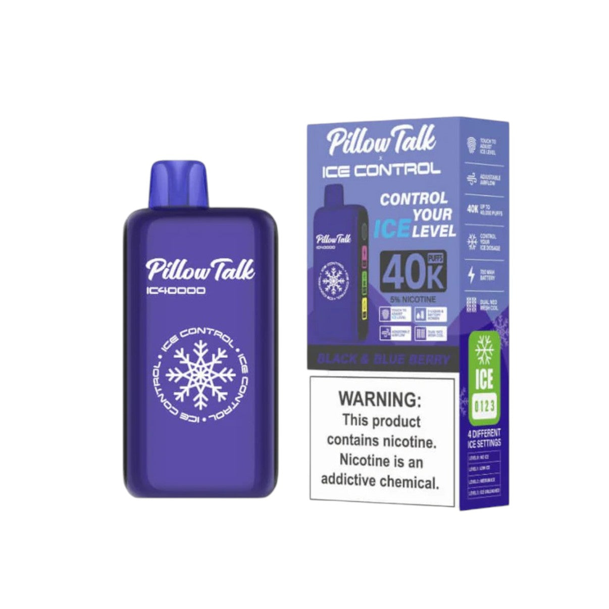 Pillow Talk Ice Control Black & Blueberry 40,000 Puffs