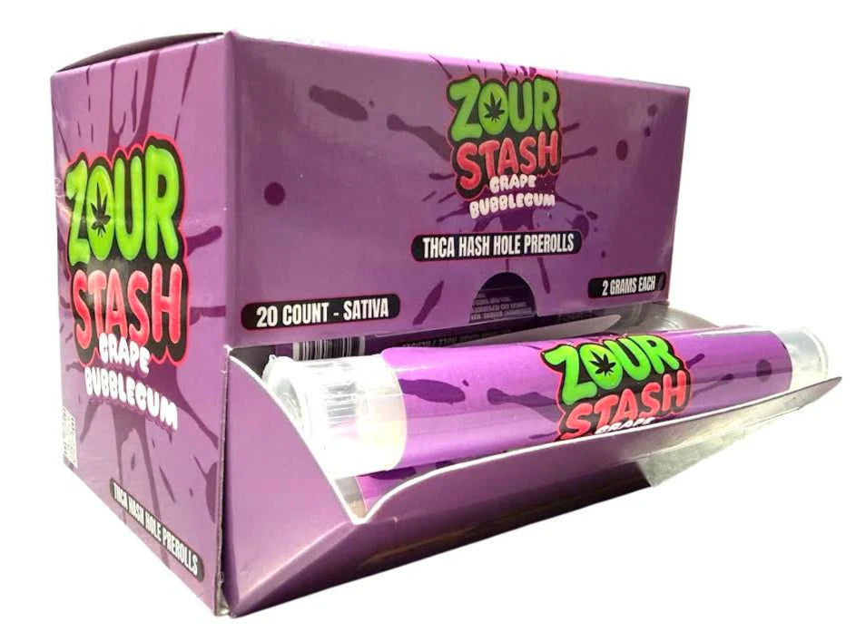 Zour Stash THC-A Hash Hole Pre-Rolls – Grape Bubblegum (Sativa, 2g)